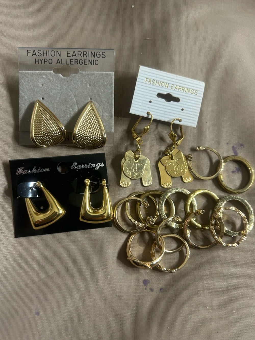 Gold Fashion Earrings Set - Hypoallergenic Fashion Jewelry